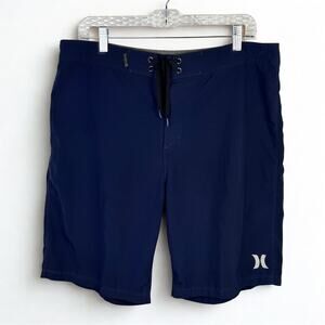 Hurley Men's Phantom Board Shorts Navy Blue Sz 33 Zip Pocket Surf Swim
